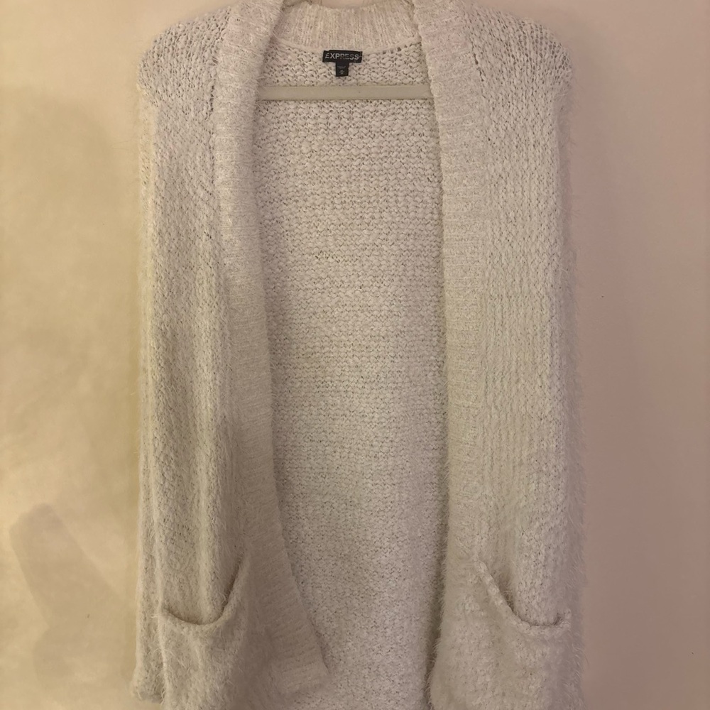 Express Soft Cream Open-Front Cardigan